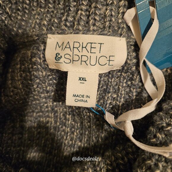 Market & Spruce Sharon Cowl Neck Waffle Stitch Sweater Dark Grey Women's XXL - Picture 8 of 10